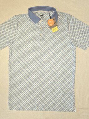 PUMA Men's Blue Pineapples Polo Golf Shirt. Short Sleeve. Size Small.